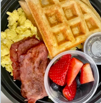 Protein Waffle Breakfast Bowl meal prep by Meal Preps 4 Fuel